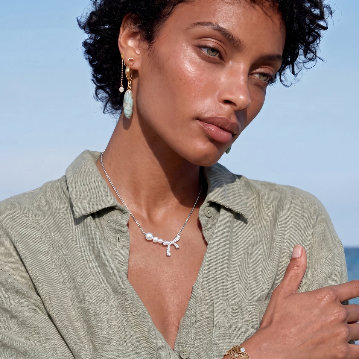 Pearl Bow Necklace